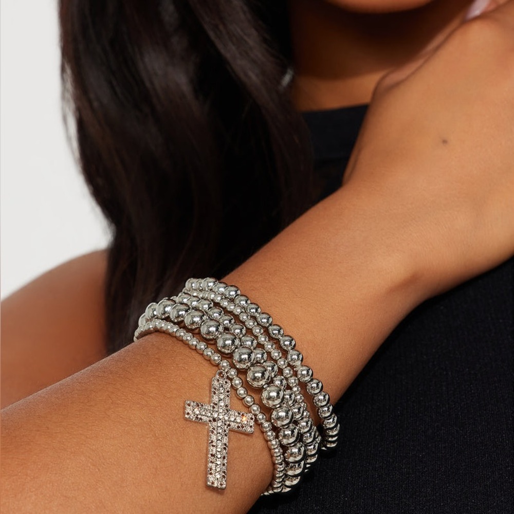 Saint Mary Silver 5 Piece Bracelet Set